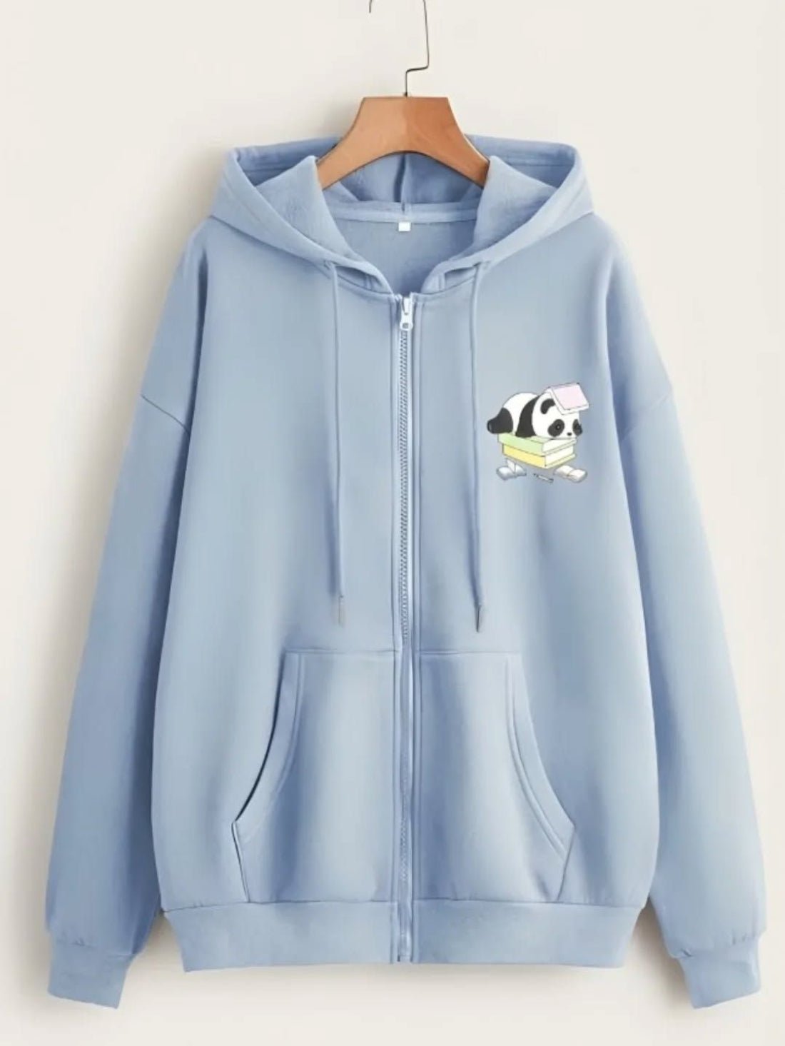 SKY BLUE ZIPPER HOODIE PANDA