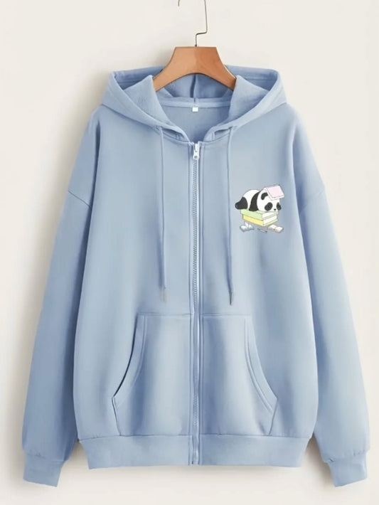SKY BLUE ZIPPER HOODIE PANDA