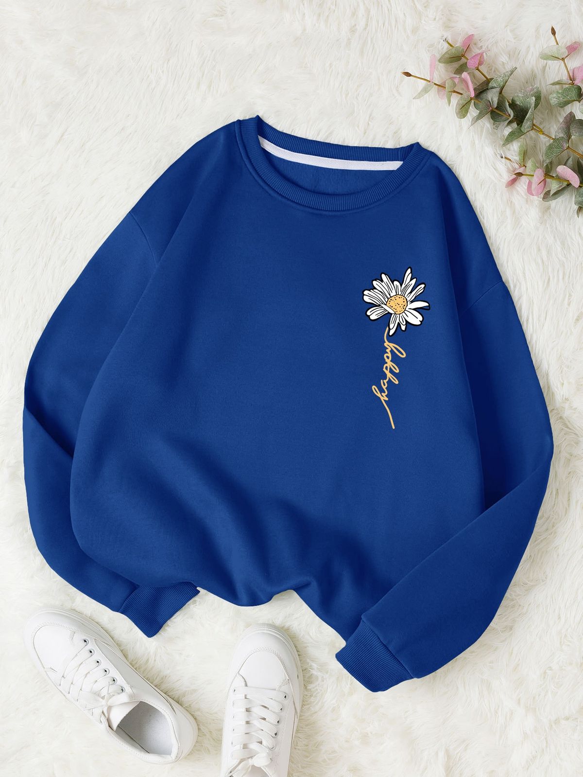 BLUE SWEATSHIRT FLOWER