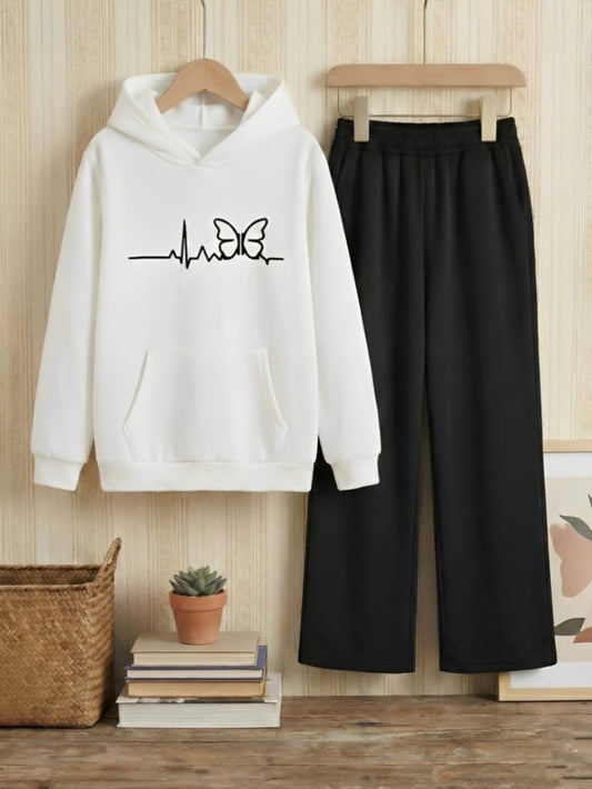 WHITE HOODIE BUTTERFLY - BLACK FLAPPER