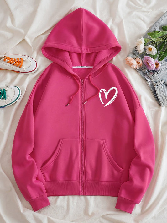 PINK ZIPPER HOODIE POC HEART