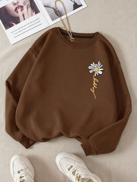 BROWN SWEATSHIRT FLOWER