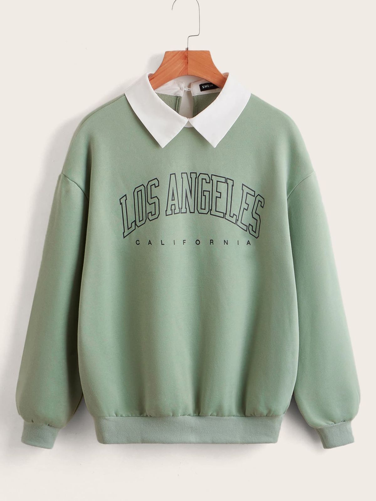LIGHT GREEN COLLAR SWEATSHIRT LOS ANELES