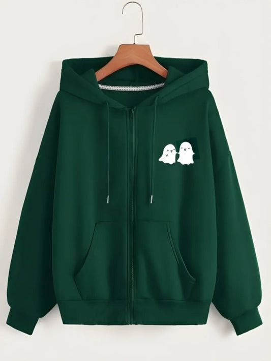 GREEN ZIPPER HOODIE ANGEL