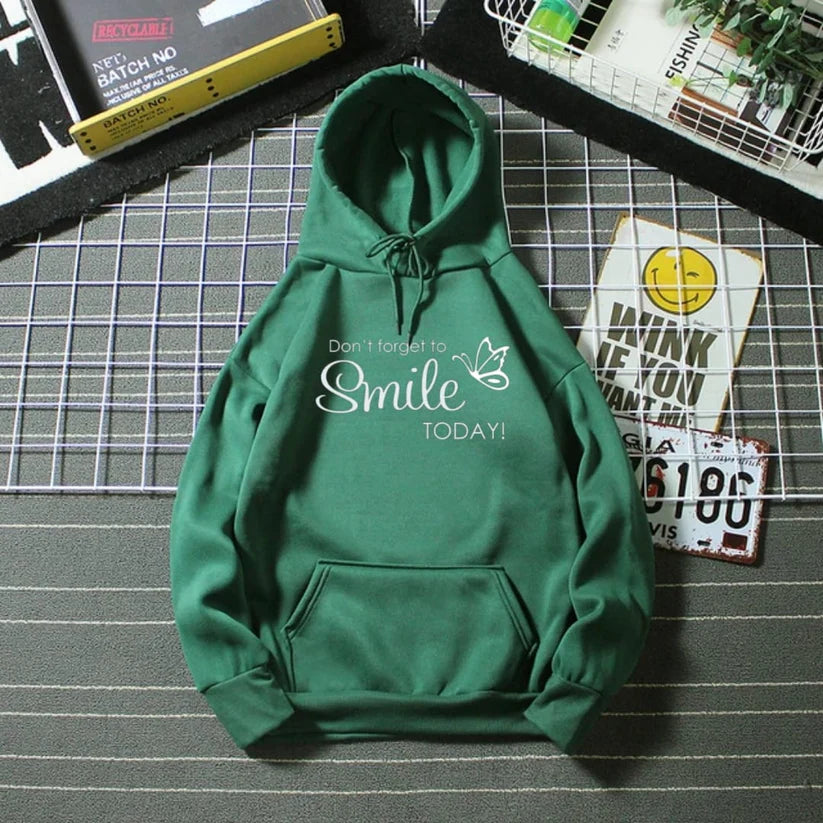 GREEN HOODIE DONT FORGET TO SMILE