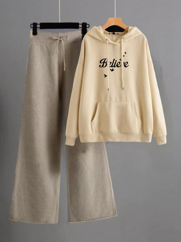 BEIGE HOODIE BELIEVE - BEIGE FLAPPER
