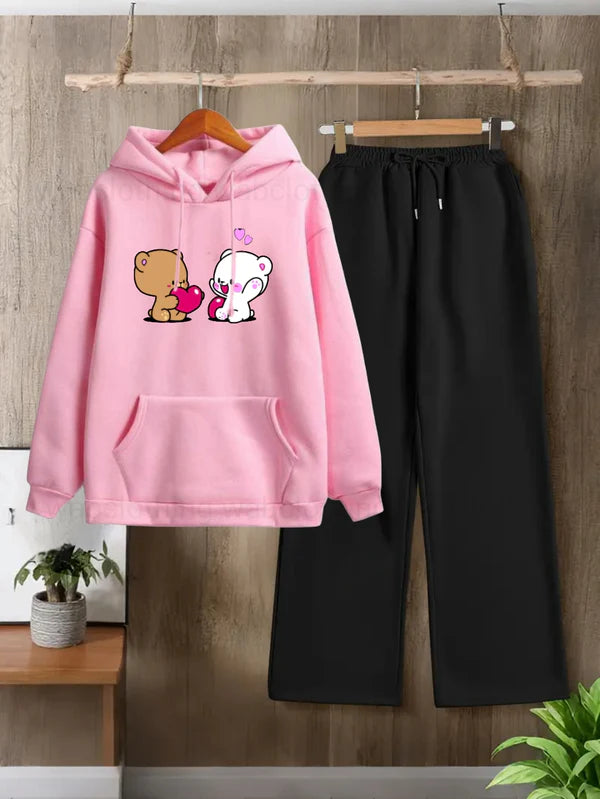 PINK HOODIE PAIR - BLACK FLAPPER
