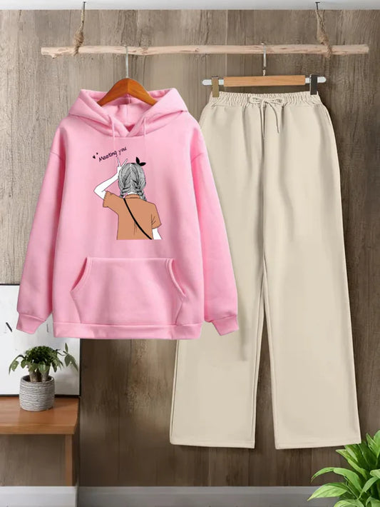 PINK HOODIE MEETING YOU - BEIGE FLAPPER