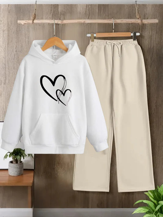 WHITE HOODIE 2 HEART - BEIGE FLAPPER