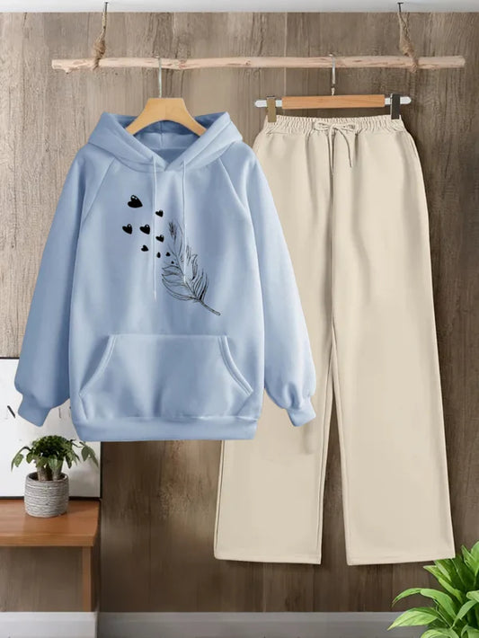 SKY BLUE HOODIE FEATHER - BEIGE FLAPPER