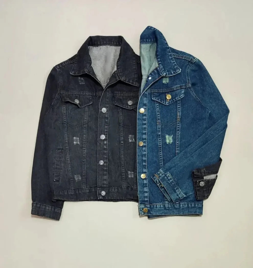 PACK OF BLACK-MID BLUE DENIM JACKET