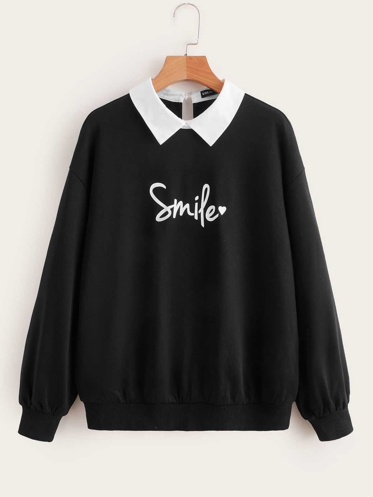 BLACK COLLAR SWEATSHIRT SMILE