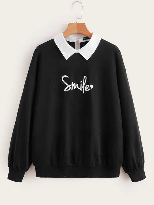 BLACK COLLAR SWEATSHIRT SMILE