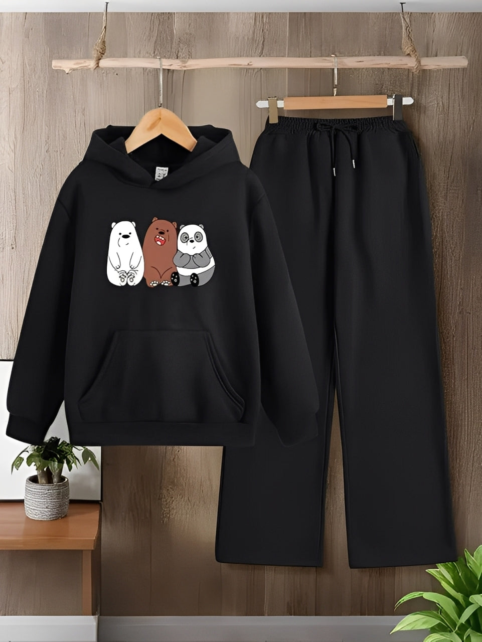 BLACK HOODIE 3 BEAR - BLACK FLAPPER